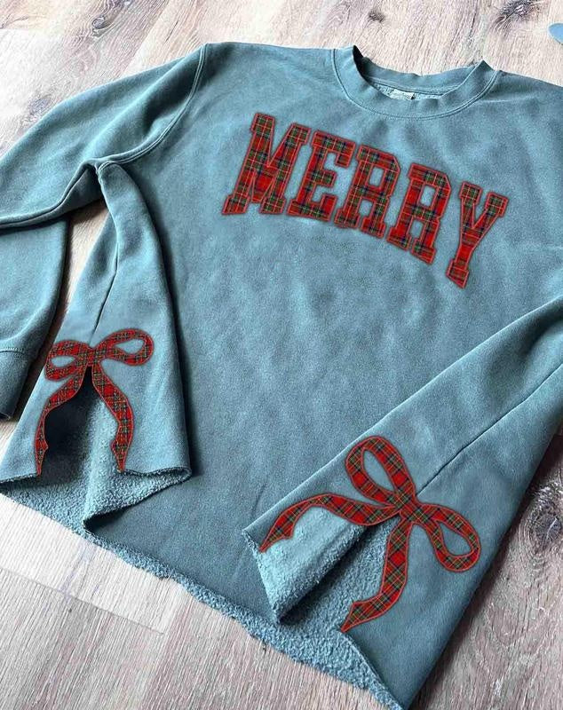 Christmas Bow Patch Sweatshirt