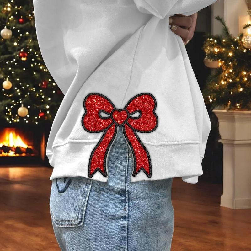 Christmas Bow Patch Sweatshirt