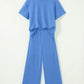 Solid Cover Oversize Tee Pocketed Casual Pants 2pcs Outfit