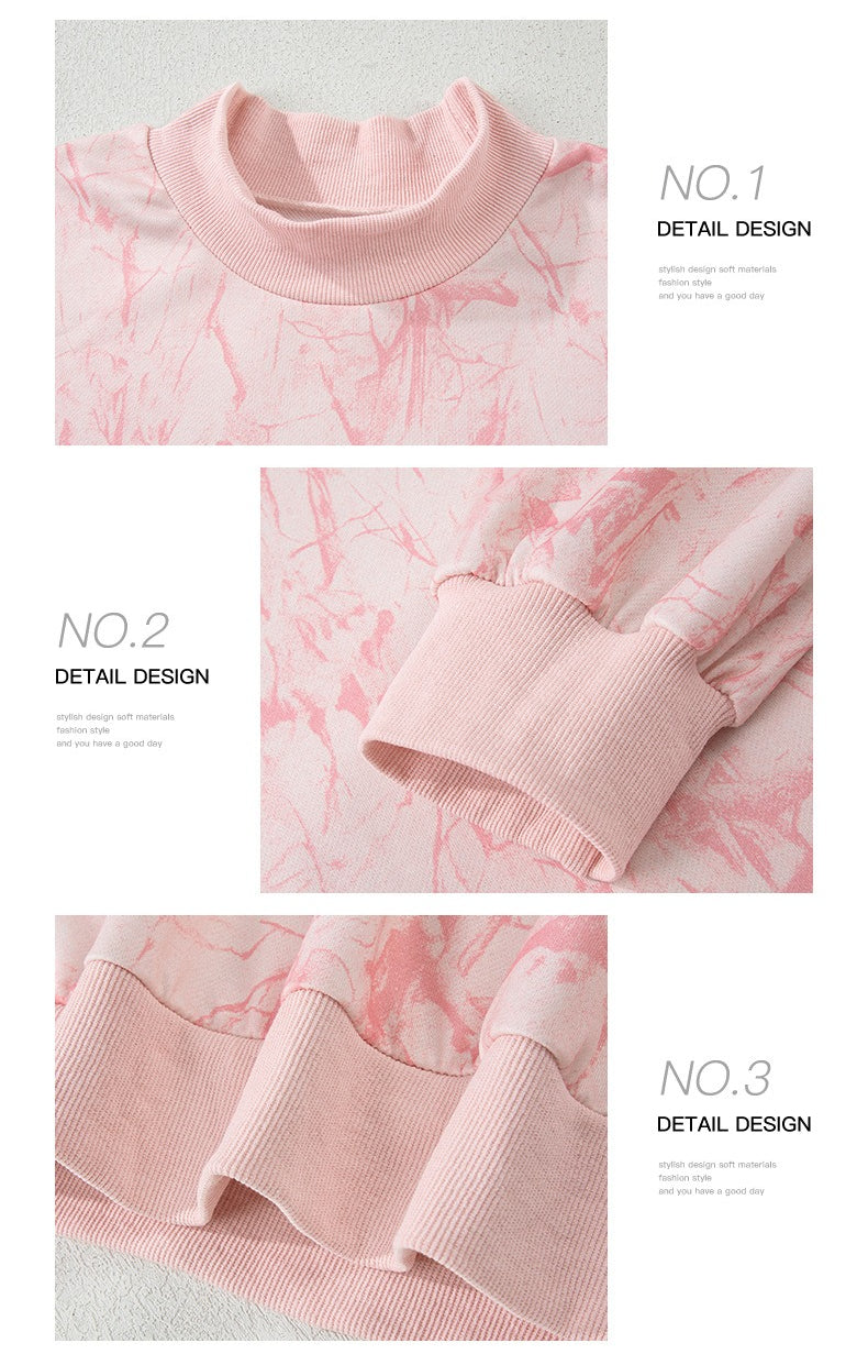 Pink Camo Mock Neck Baggy Sweatshirt