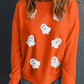 Sequin Halloween Ghost Patched Drop Shoulder Sweatshirt
