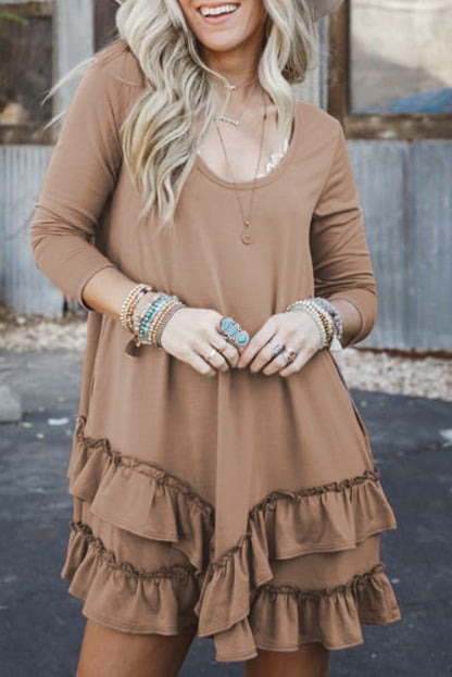 Tiered Ruffled Hem Mini Dress