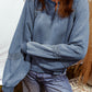 Notched Neck Mineral Wash Baggy Sweatshirt