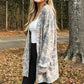 Multicolour Camouflage Print Long Sleeve Open Front Tunic Cardigan
