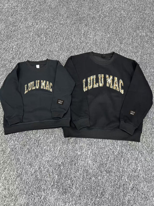 Patchwork Crewneck Sweatshirt Matching Outfits (ADULTS)