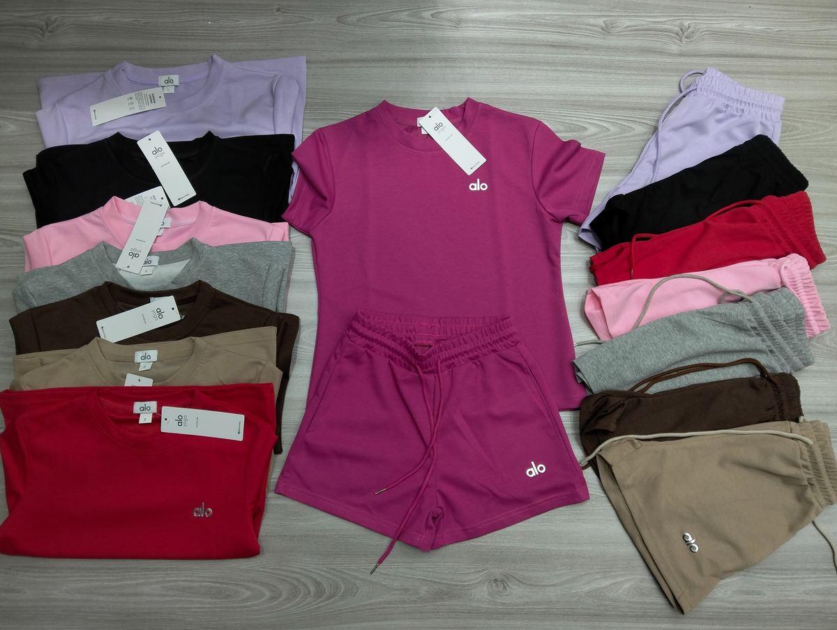 Alo-Short Pants and Short Sleeve Top Set(A2166)