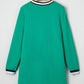 Varsity Contrast Striped V Neck Long Sleeve T Shirt Dress with Pockets
