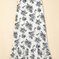 Boho Floral High Waist Ruffle Split Maxi Skirt