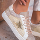 Star Patchwork Sequined Lace-up Sneakers