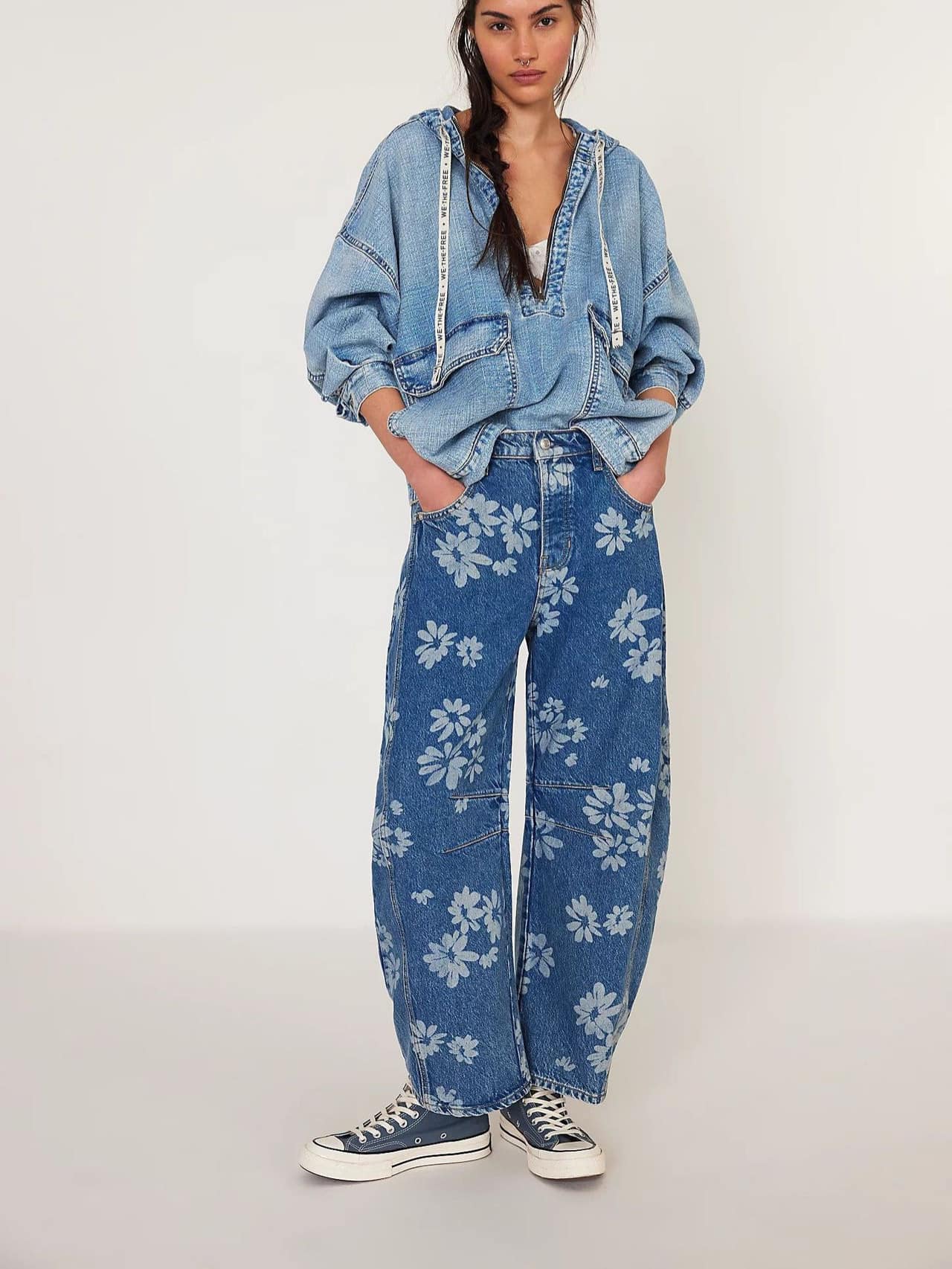 Print Washed Casual Jeans
