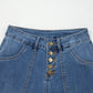 Multi Buttons High Waist Wide Leg Jeans With Pockets