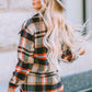 Geometric Plaid Print Pocketed Shacket