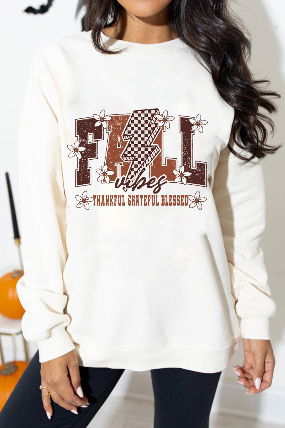 FALL THANKFUL Graphic Drop Shoulder Sweatshirt