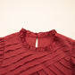 Solid Color Pleated Detail Ruffle Short Sleeve Blouse
