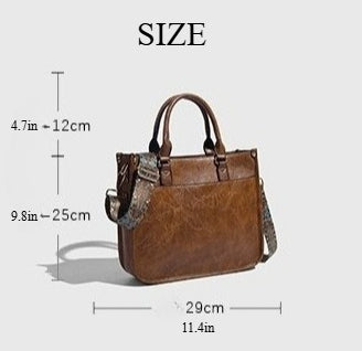 Vagan Leather Shoulder Bag with Adjustable Geometric Strap