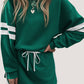 Varsity Stripe Detail Drop Shoulder Pullover Mini Skirt Set