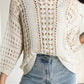 Hollow Out Knit Bracelet Sleeve Drop Shoulder Sweater
