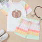 Pumpkin Graphic Rainbow Rush Shift Tee and Short Loungewear