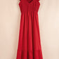 V Neck Flutter Sleeve Smocked Bodice High Waist Ruffle Maxi Dress