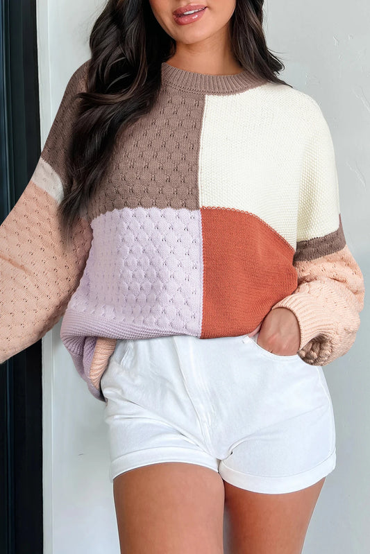 Colorblock Knit Baggy Sweater