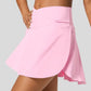 Solid Pocketed Crossover High Waist Swim Skort