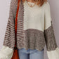 Block Back Tie Drop Shoulder Loose Sweater