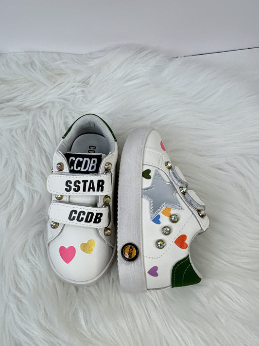 Heart Print Velcro Star Sneakers