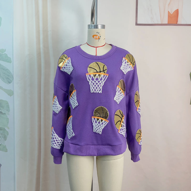 Basketball Embroidered Patch Sweatshirt