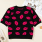Print Casual Knit Short Sleeve Sweater