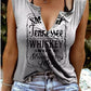 Printed V-neck Sleeveless T-shirt