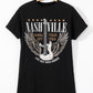 Nashville Guitar Print Crew Neck T Shirt Mini Dress
