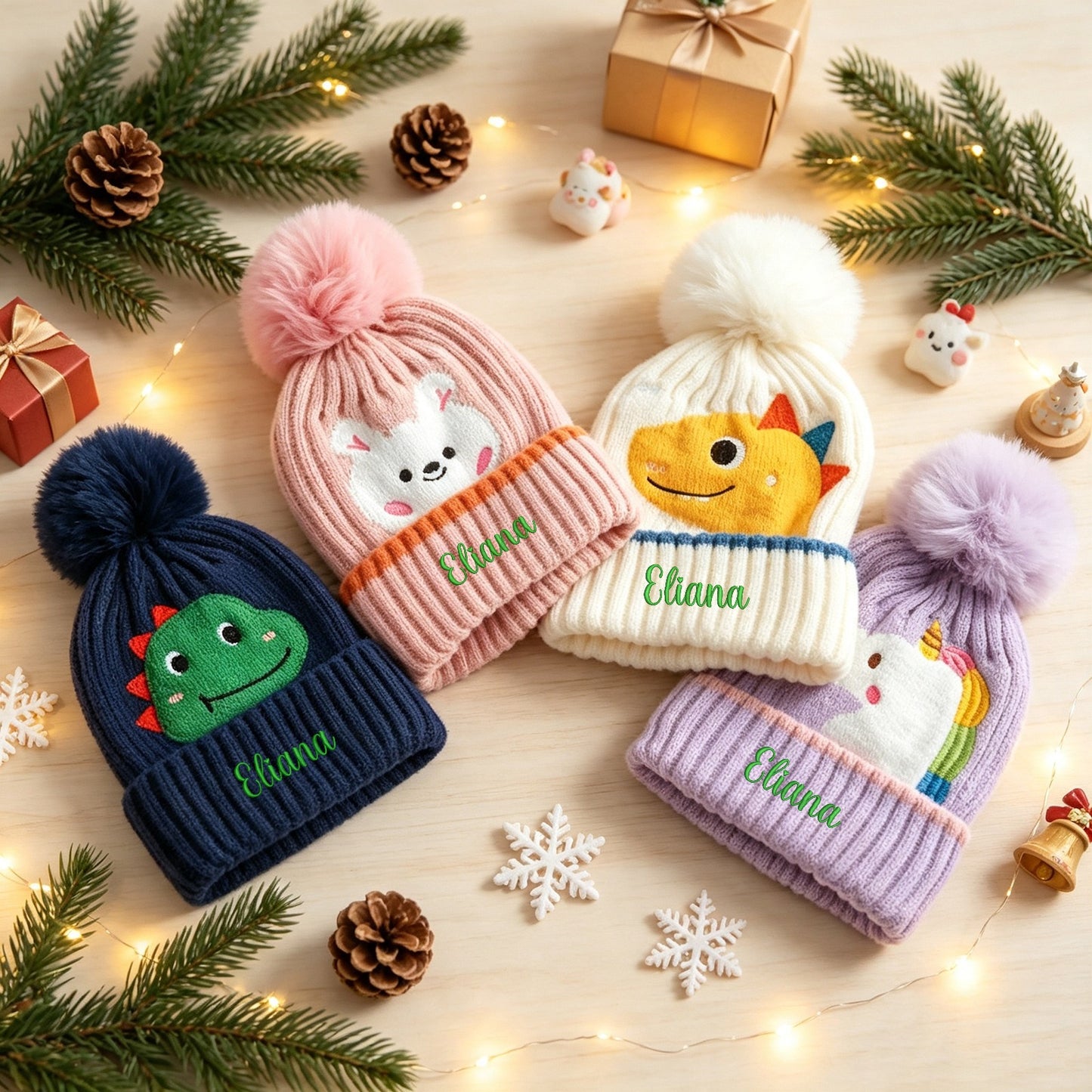 Custom Embroidered Name Thick Knit Hat for Kids