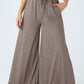 Ruffled Wide Leg Pull On High Waist Pants with Pockets
