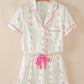Floral Print Contrast Pipping Short Pajamas Set