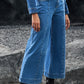 Plain Seam Detail Flared Bottom Ankle Length Jeans