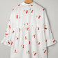 Cherry Print Flounce Sleeve Collared Frilled Babydoll Blouse