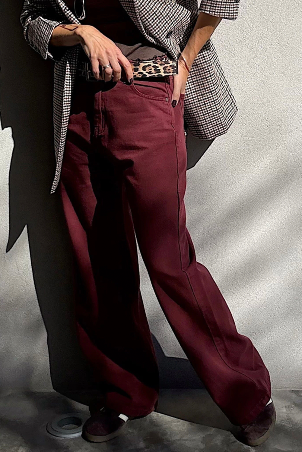 Loose Straight High Waist Solid Color Jeans