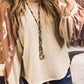 Western Print Patch Long Sleeve Top