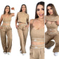 A-Three-piece set: cover-up+camisole+wide-leg trousers(Q6387)