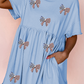 Star and Stripes Sequin Bow Patched T Shirt Babydoll Dress