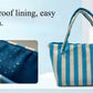Terry Cloth Beach Tote Bag Large Toweling Handbag for Summer Vacation