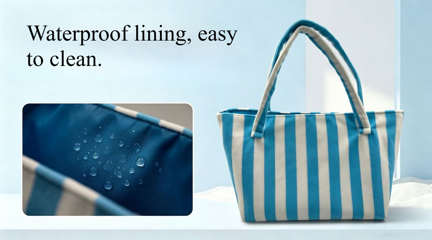 Terry Cloth Beach Tote Bag Large Toweling Handbag for Summer Vacation
