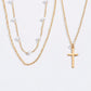 Pearl Decor Triple Layer Chain Necklace