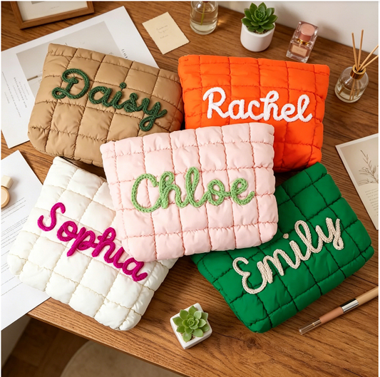 Personalized Quilted Nylon Cosmetic Bag
