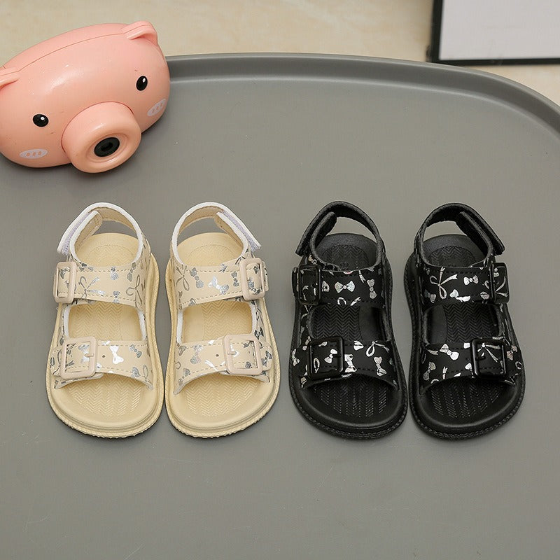 Children’s Glitter Ribbon Soft Soled Sandals