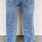 Center Seam Cuffed Hem Straight High Waist Jeans