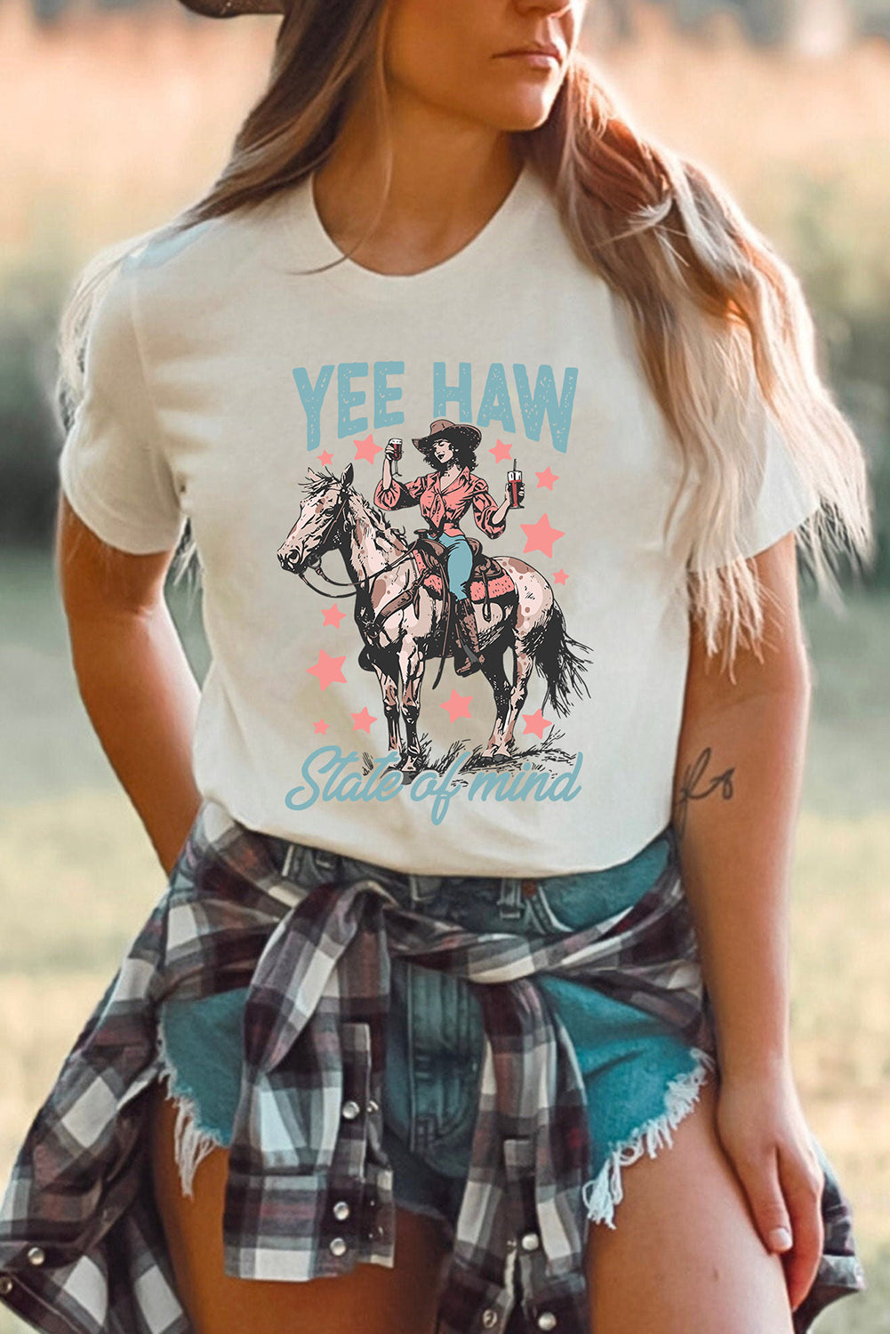 YEE HAW State of mind Cowgirl Graphic Western Fashion Tee