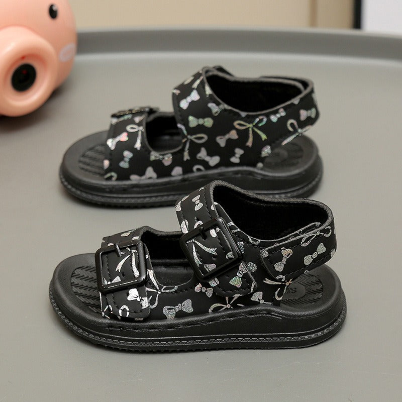 Children’s Glitter Ribbon Soft Soled Sandals