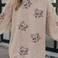 Oversize Sequin Bow Patched Corded Sweatshirt