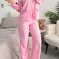 Buttoned Front Long Sleeve Top and Pants 2 Piece Sleepwear